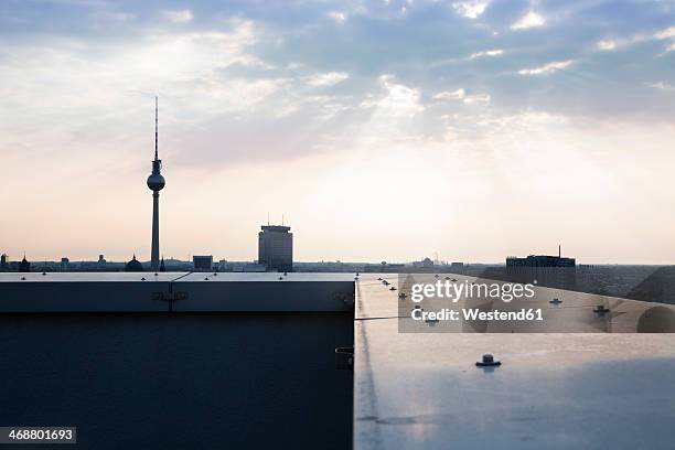 germany, berlin, view over city from rooftop terrace - balustrade stock pictures, royalty-free photos & images