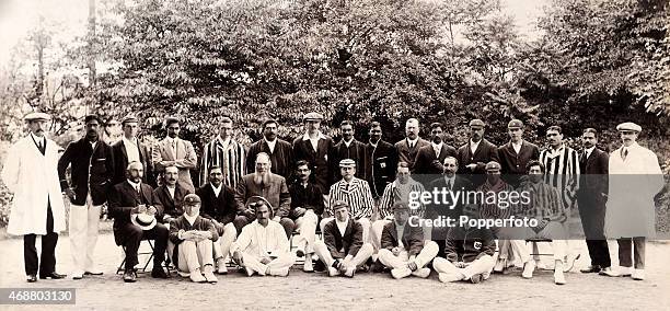 The combined Kent and All India teams, together with special guest Dr WG Grace pose for a unique group photograph prior to the cricket match played...