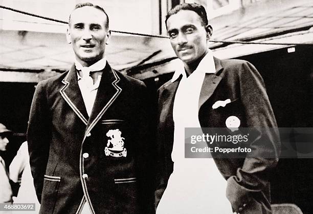 England captain Douglas Jardine with the captain of India CK Nayudu prior to the 2nd Test match between India and the MCC England touring team, 5th...