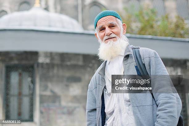 portrait of old man - islam man stock pictures, royalty-free photos & images