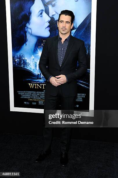 Actor Colin Farrell attends the "Winter's Tale" world premiere at Ziegfeld Theater on February 11, 2014 in New York City.