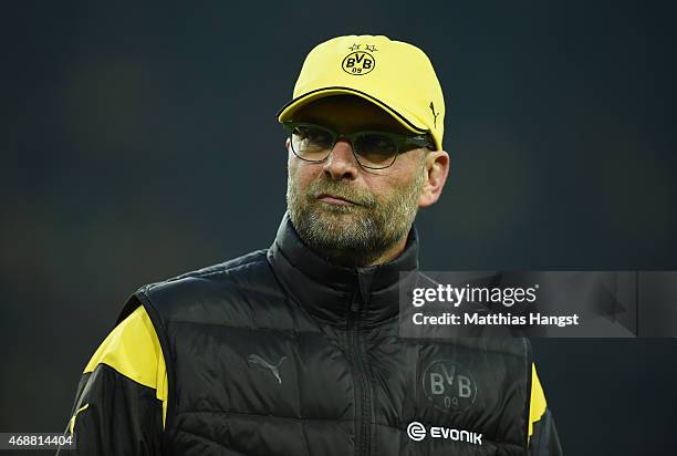 Head coach Juergen Klopp of Dortmund seen prior to the DFB Cup Quarter Final match between Borussia Dortmund and 1899 Hoffenheim at Signal Iduna Park...