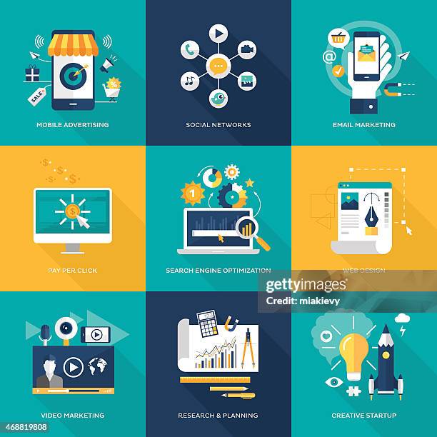 online marketing - digital business strategy stock illustrations