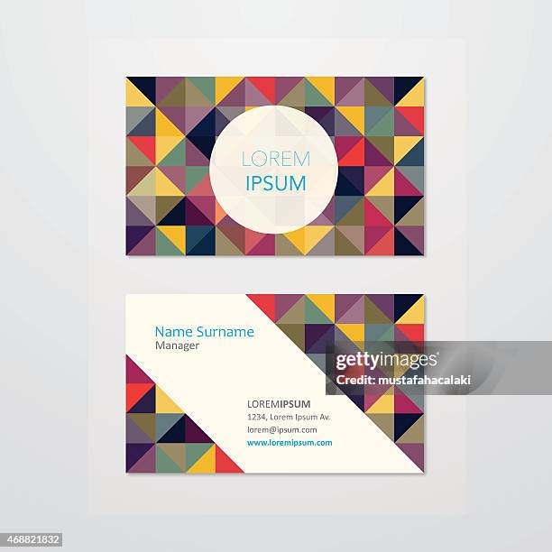 business card design mit mosaik hintergrund - visitenkarte stock-grafiken, -clipart, -cartoons und -symbole