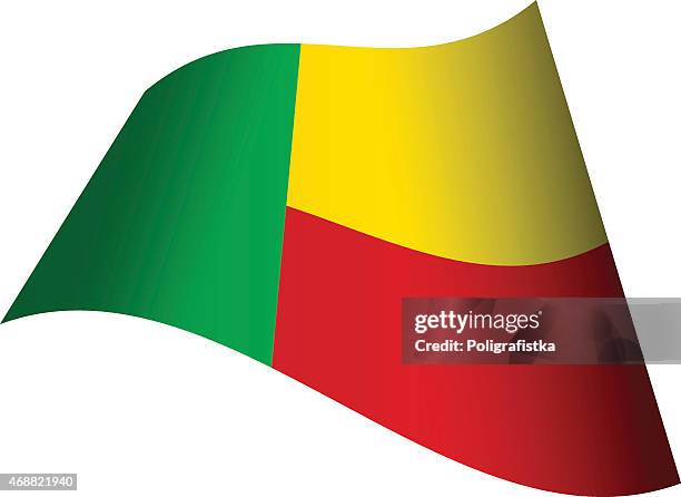ilustrações, clipart, desenhos animados e ícones de acenando a bandeira de benin - bandeira do benim