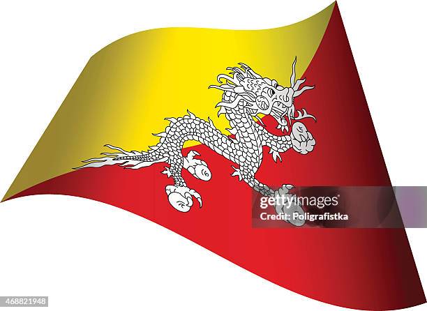 ilustrações, clipart, desenhos animados e ícones de acenando a bandeira do butão - bandeira do butão