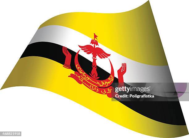 illustrations, cliparts, dessins animés et icônes de agitant le drapeau de brunei - drapeau brunéien