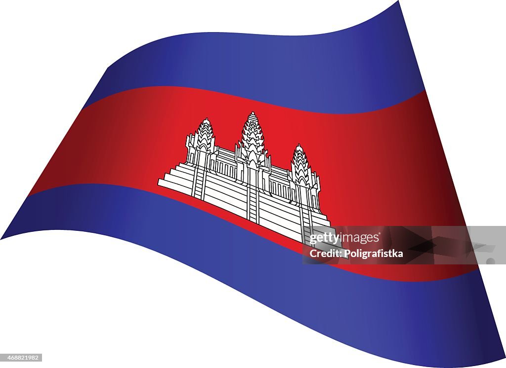 Waving flag of Cambodia