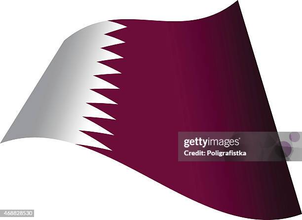 waving flag of qatar - qatar flag stock illustrations