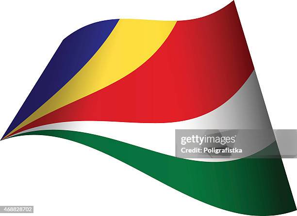 waving flag of seychelles - seychelles flag stock illustrations