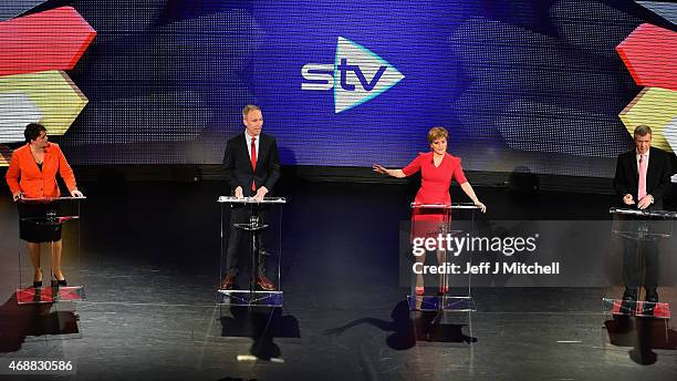 First Minister and SNP leader Nicola Sturgeon speaks as Scottish Conservative leader Ruth Davidson, Scottish Labour leader Jim Murphy and Scottish...