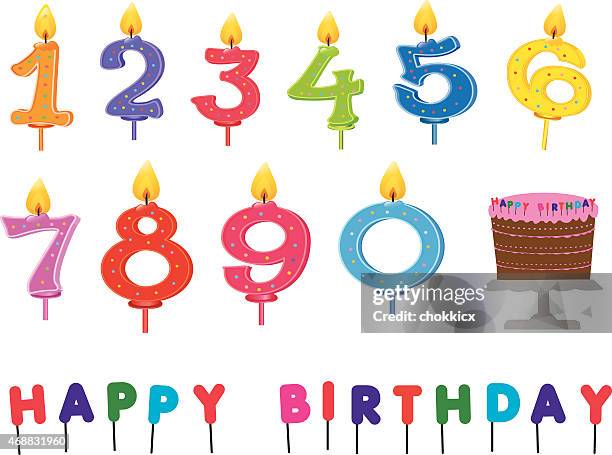 stockillustraties, clipart, cartoons en iconen met birthday party kit with candles and cake - number 1