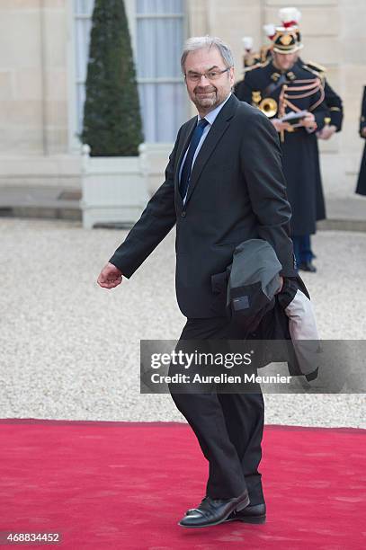 Francois Chereque arrives for a State Dinner in honor of Tunisian President Beji Caid Essebsi at Elysee Palace on April 7, 2015 in Paris, France. The...