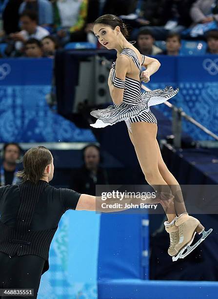 Vera Bazarova and Yuri Larionov of Russia compete during the Figure Skating Pairs Short Program on day 4 of the Sochi 2014 Winter Olympics at Iceberg...