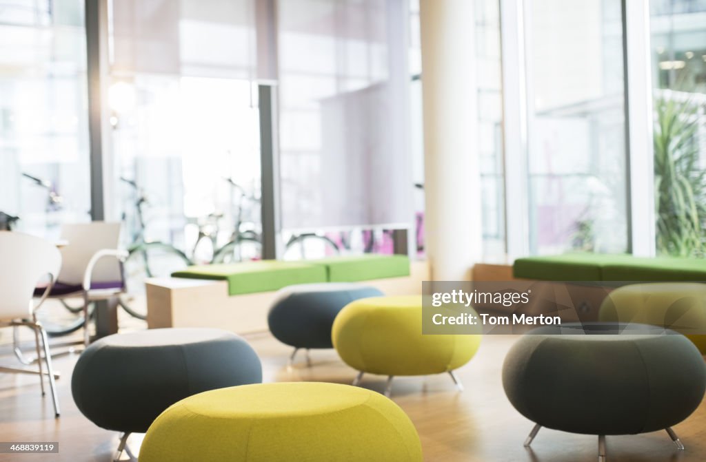Chairs and tables in empty lounge
