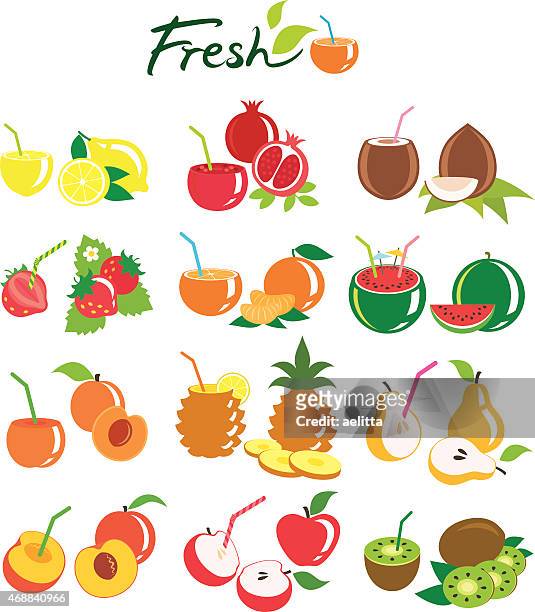 fresh fruits - vitamin a nutrient stock illustrations