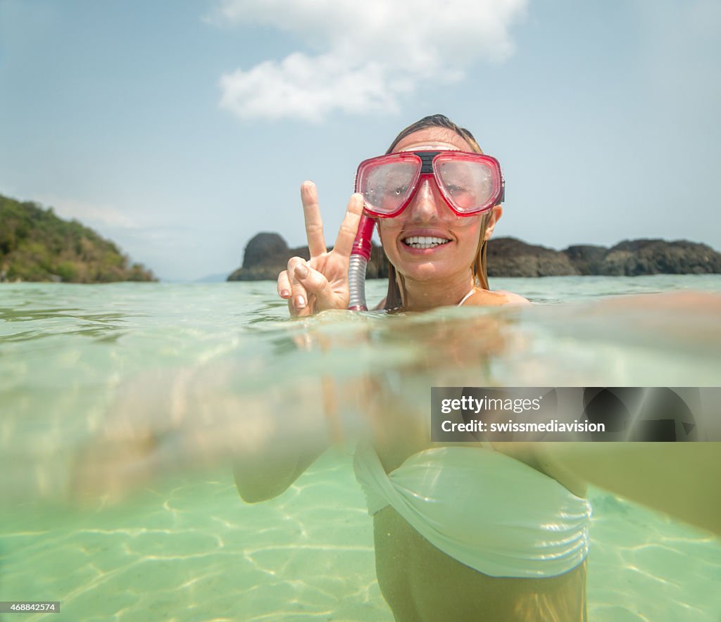 Selfie sur voyage plongée sous-marine