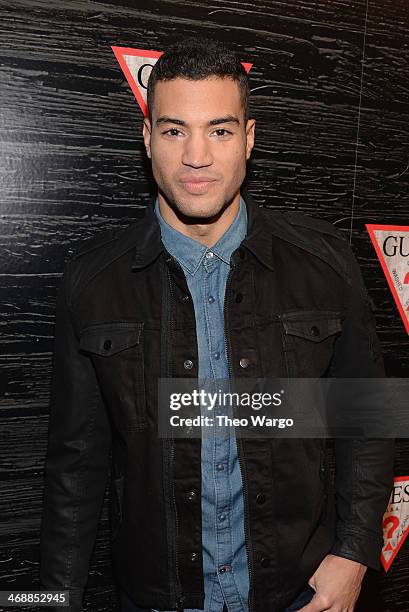 Football player Devin Goda attends GUESS Celebrates New York Fashion Week: On the Road to Nashville at Center 548 on February 11, 2014 in New York...