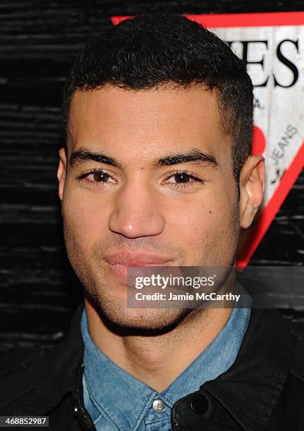 Football player Devin Goda attends GUESS Celebrates New York Fashion Week: On the Road to Nashville at Center 548 on February 11, 2014 in New York...