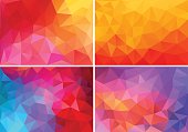 red and pink low poly backgrounds, vector set