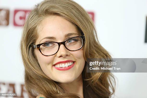 Karynn Moore arrives at the Chipotle world premiere of original comedy web series "Farmed And Dangerous" held at DGA Theater on February 11, 2014 in...