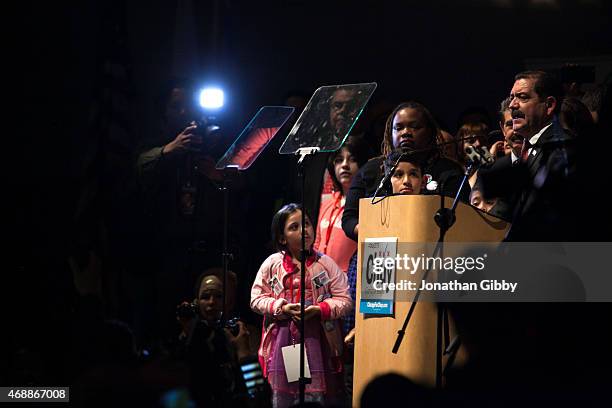 Cook County Commissioner Jesus "Chuy" Garcia gives his concession speech during an election night event at the University of Illinois at Chicago UIC...