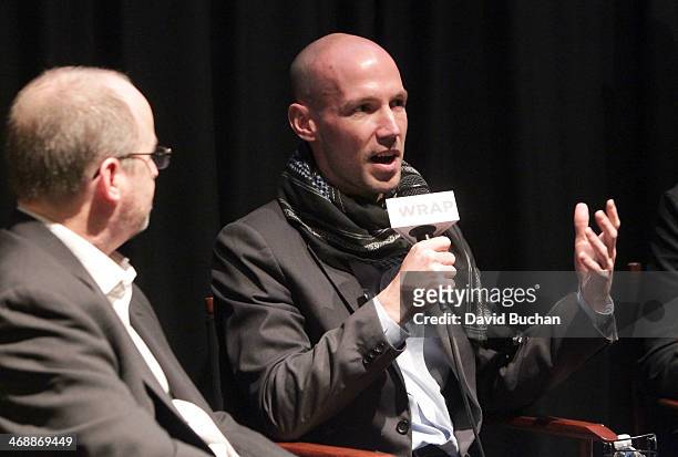 Moderator Steve Pond and Director Richard Rowley attend The Wrap screening series presents "Dirty Wars" with Director Richard Rowley & co-writer...
