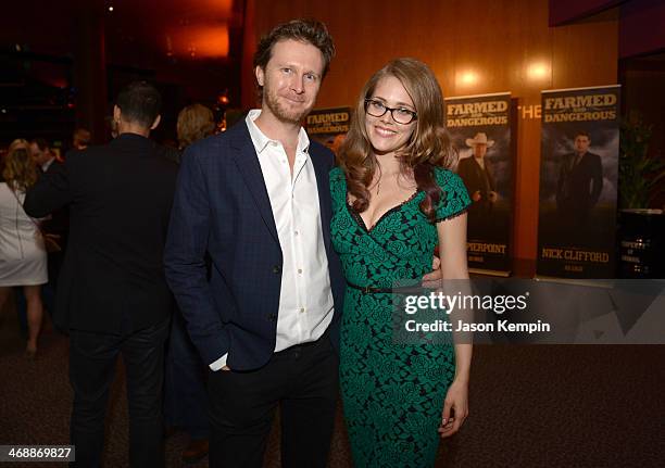 Executive producer/director Tim Piper and actress Karynn Moore celebrate the world premiere of "Farmed and Dangerous," a Chipotle/Piro production at...