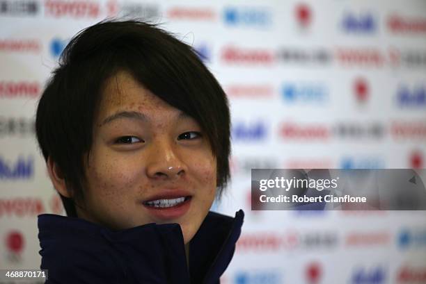 Snowboard Men's Halfpipe silver medalist Ayumu Hirano attends the Japanese medalists press conference on day five of the Sochi 2014 Winter Olympics...