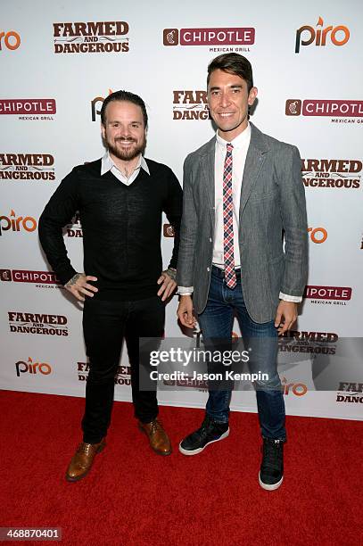 Chipotle Culinary Team Nate Appleman and Tim Wildin walk the red carpet at the world premiere of "Farmed and Dangerous," a Chipotle/Piro production...