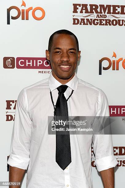 Actor Desmond Faison walks the red carpet at the world premiere of "Farmed and Dangerous," a Chipotle/Piro production at DGA Theater on February 11,...