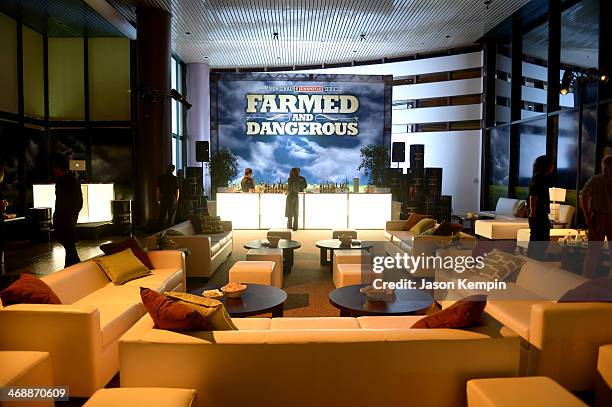 General view of the atmosphere at the world premiere of "Farmed and Dangerous," a Chipotle/Piro production at DGA Theater on February 11, 2014 in Los...