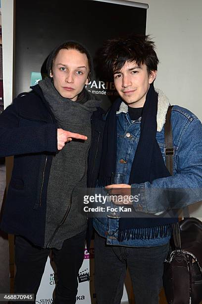 Ernst Umhauer and Solal Forte attend the 'Mobile Film Festival 2014' : Awards Ceremony at the Cinema L'Arlequin on February 11, 2014 in Paris, France.