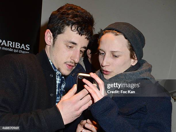 Bastien Ughetto and Ernst Umhauer attend the 'Mobile Film Festival 2014' : Awards Ceremony at the Cinema L'Arlequin on February 11, 2014 in Paris,...