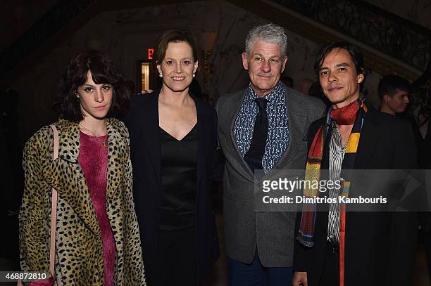 Charlotte Simpson, Sigourney Weaver, Jim Simpson and Federic Tcheng attends the Dior And I NY Premiere After-Party on April 7, 2015 in New York City.