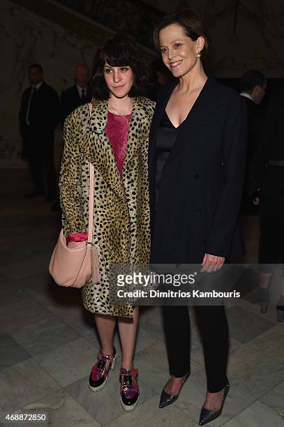 Charlotte Simpson and Sigourney Weaver attend the Dior And I NY Premiere After-Party on April 7, 2015 in New York City.