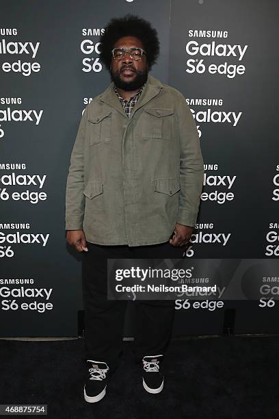 Questlove arrives on the red carpet at the Samsung Galaxy S 6 edge launch in New York City on April 7, 2015 in New York City.
