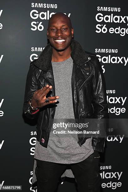 Tyrese Gibson arrives on the red carpet at the Samsung Galaxy S 6 edge launch in New York City on April 7, 2015 in New York City.