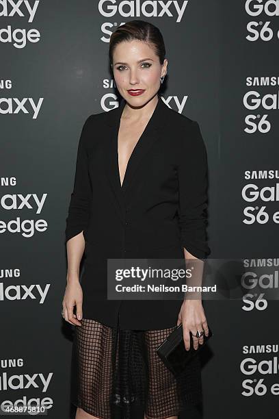 Sophia Bush arrives on the red carpet at the Samsung Galaxy S 6 edge launch on April 7, 2015 in New York City.