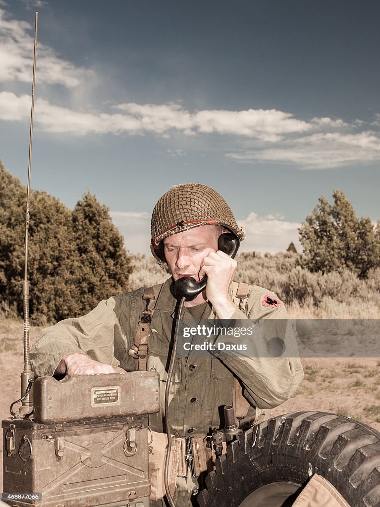Using A Radio Soldier Wwii Using A Radio High-Res Stock Photo - Getty Images