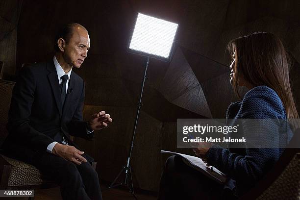 Designer Jimmy Choo speaks to media at Nobu Perth at Crown on April 8, 2015 in Perth, Australia.