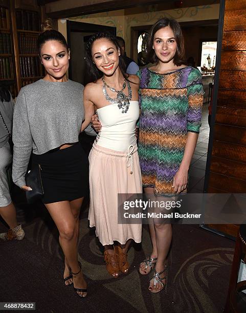 Singer Pia Toscano, Cara Santana and Jen Missoni attend The Glam App's Glamchella at the Petit Ermitage on April 7, 2015 in Los Angeles, California.