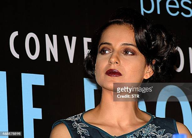 Indian Bollywood actress Kangana Ranaut attends the unveiling of the book "The Front Row" by Anupama Chopra in Mumbai late on April 7, 2015. AFP PHOTO