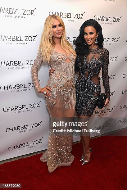 Actresses Paris Hilton and Lily Ghalichi attend the launch party of designer Charbel Zoe's new Los Angeles flagship store at Charbel Zoe Haute...