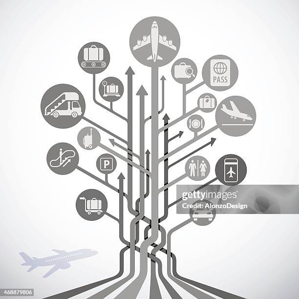 abstrakte flughafen tree - trolley stock-grafiken, -clipart, -cartoons und -symbole