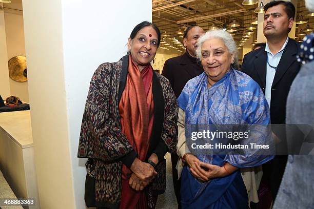 Jaya Jaitly and Chandresh Kumari Katoch, Union Minister of Culture during the opening ceremony celebrations of the exhibition - Be Open Made in...