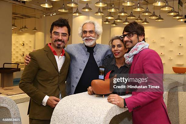 President Sunil Sethi , Anupama Kundoo , global architect and Jiten Thukral during the opening ceremony celebrations of the exhibition - Be Open Made...