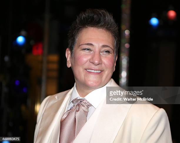 K.d. Lang attends the on stage reception after making her Broadway debut as the ÒSpecial Guest StarÓ in the smash hit new musical, 'After Midnight'...