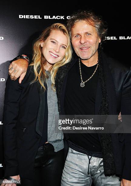 Actress Dree Hemingway and designer Renzo Rosso attend the Diesel Black Gold Show during Mercedes-Benz Fashion Week Fall 2014 at Skylight at Moynihan...