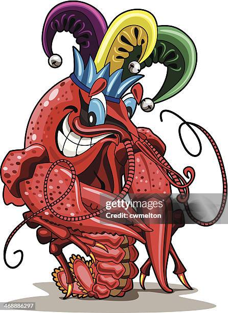 mardi gras langusten - crayfish seafood stock-grafiken, -clipart, -cartoons und -symbole